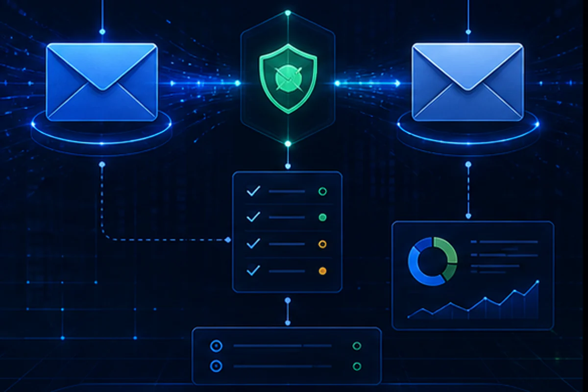 Domain email authentication sender signing receiver policy and reporting flow